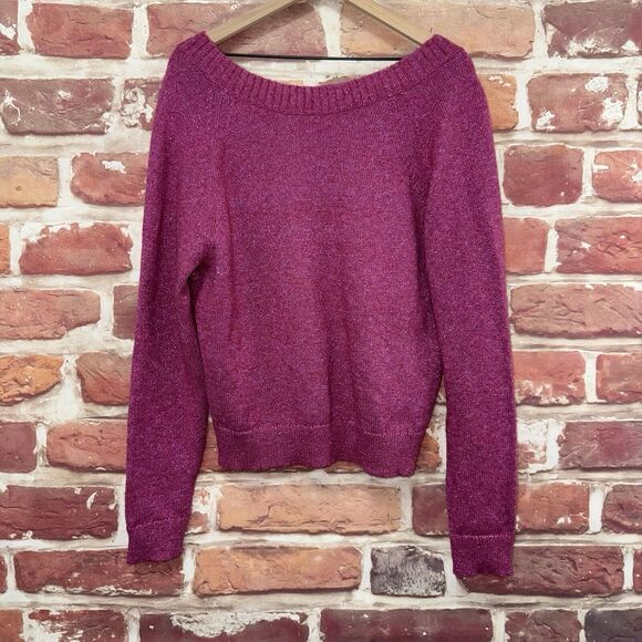 Hush Jumper Sweater Women's UK Size XL Pink Wool Blend Sparkly Metallic Knit - Picture 4 of 9